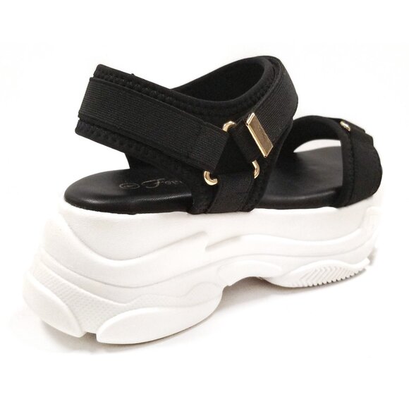 New Black Sporty Chunky Platform Sandals - Picture 3 of 3
